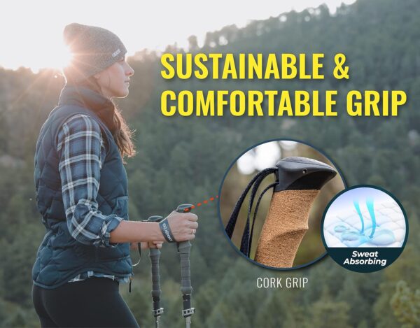 TREKOLOGY Trek-Z Cork Grip Trekking Poles – Lightweight Folding Hiking Poles, Adjustable Height, Compact Travel Design, Aircraft-Grade Aluminum Walking Sticks for Men & Women - Image 3