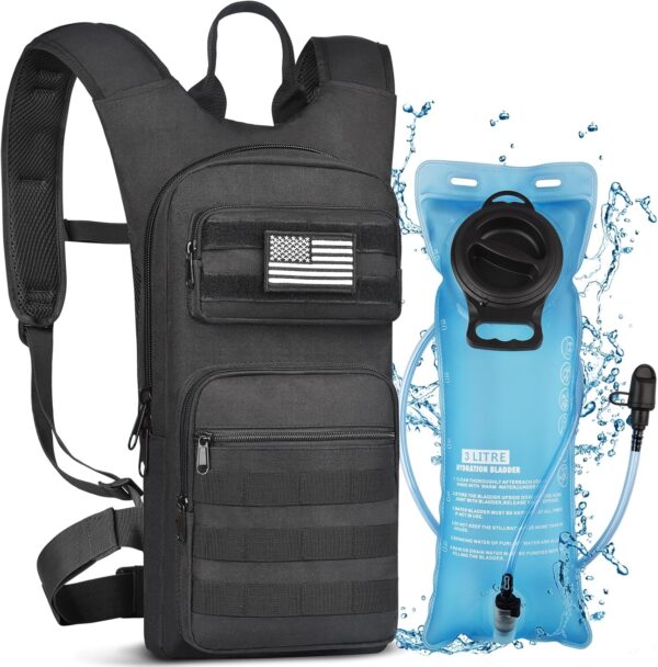 NOOLA Hydration Backpack with 3L TPU Water Bladder, Tactical Molle Water Backpack for Men Women, Hydration Pack for Hiking, Biking, Running and Climbing - Image 2