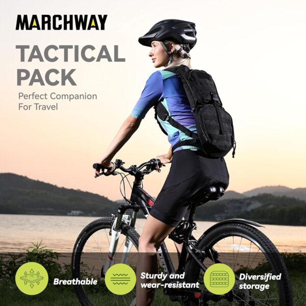 MARCHWAY Tactical Molle Hydration Pack Backpack with 3L TPU Water Bladder, Military Daypack for Cycling, Hiking, Running, Climbing, Hunting, Biking - Image 3