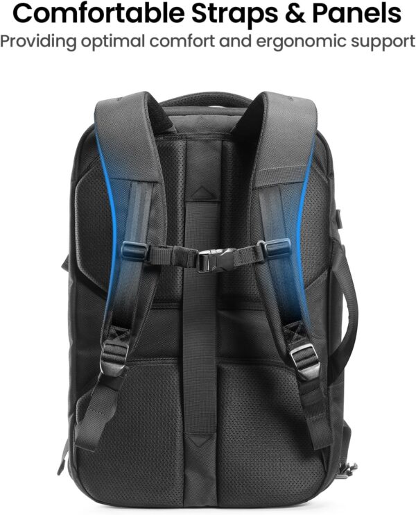 tomtoc Travel Backpack 40L, TSA Friendly Flight Approved Carry-on Luggage Hand Water-resistant Lightweight Business Rucksack, Durable Large Weekender Bag Daypack Fits 17.3 Inch Laptop, PFAS Free - Image 8