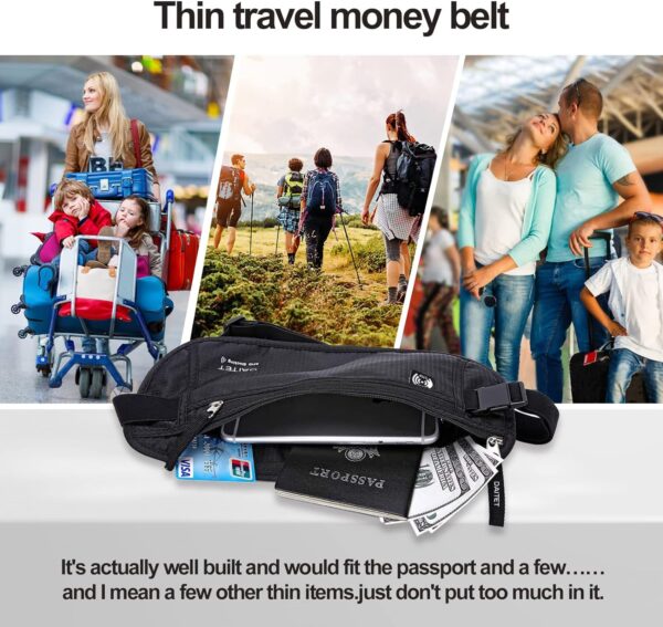 DAITET Money Belt - Passport Holder Secure Hidden Travel Wallet with RFID Blocking, Undercover Fanny Pack (Black) - Image 8
