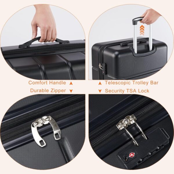 Sweetcrispy Carry on Luggage,Hard Shell Expandable Double Spinner Rolling Wheels Suitcase,TSA Lock, Bronze Black, 20 Inch - Image 7