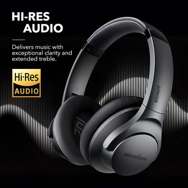 Soundcore Anker Life Q20 Hybrid Active Noise Cancelling Headphones, Wireless Over Ear Bluetooth Headphones, 60H Playtime, Hi-Res Audio, Deep Bass, Foam Ear Cups, Travel, Office, USB-C Charging - Image 5