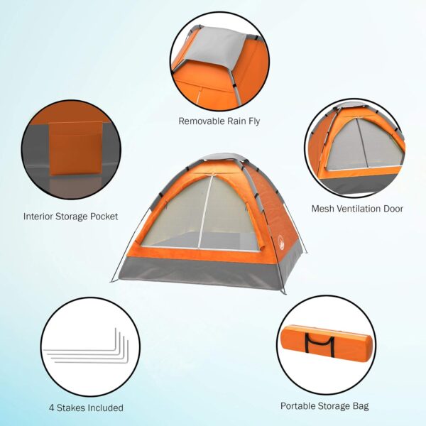 2-Person Dome Tent – Easy Set Up Shelter with Rain Fly and Carrying Bag for Camping - Image 4