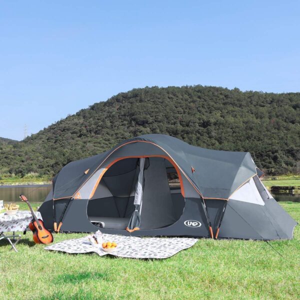 UNP Camping Tent 10-Person-Family Tents, Parties, Music Festival Tent, Big, Easy Up, 5 Large Mesh Windows, Double Layer, 2 Room, Waterproof, Weather Resistant, 18ft x 9ft x78in - Image 8
