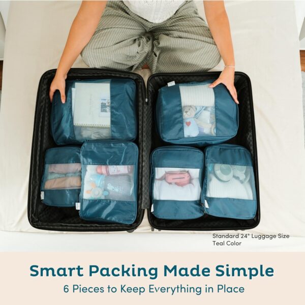 6-Pack Compression Packing Cubes Travel Essentials - Lightweight, Water-Resistant Luggage Organizer Bags with Handles, Durable Travel Accessories Suitcase Organizer (Inkblue) - Image 3