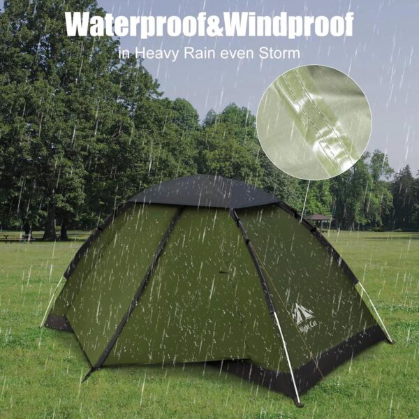 Night Cat Backpacking Tent for One 1 to 2 Persons Lightweight Waterproof Camping Hiking Tent for Adults Kids Scouts Easy Setup Single Layer 2.2x1.2m - Image 5