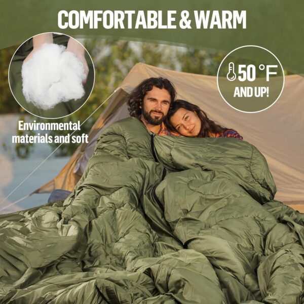 Night Cat Camping Sleeping Bag for Adults 3 Seasons Portable Lightweight Backpacking Hiking Traveling Indoor Outdoor Temperature 5-15℃ 2.6x6.3ft Switch to a Quilt or Blanket - Image 5
