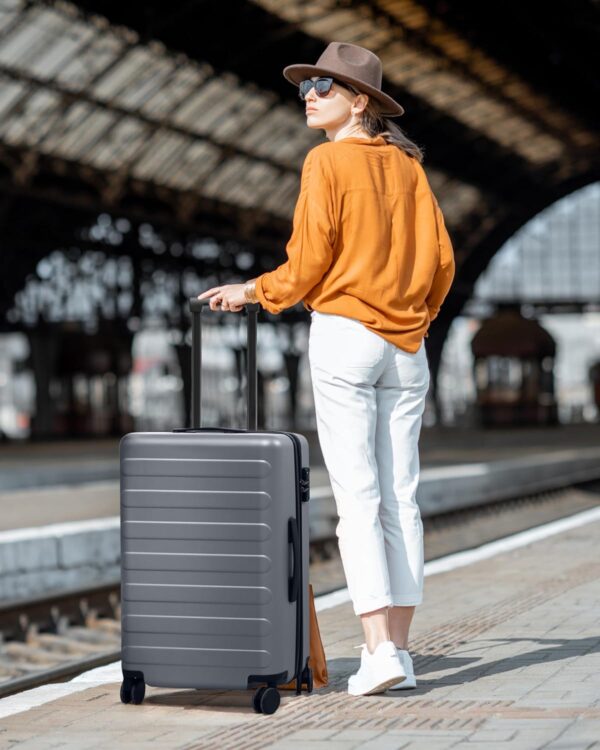 NINETYGO Luggage Sets 2 Piece, Carry On Luggage Airline Approved, Large Checked Luggage with Smooth Spinner Wheels, Expandable, Hard Shell PC Suitcase Sets, TSA Approved, 20in/28in (Grey, Rhine Max) - Image 3