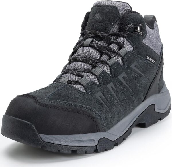 Men's Waterproof Hiking Boots Lightweight Comfortable Leather Mid Ankle Outdoor Trekking Boot - Image 2