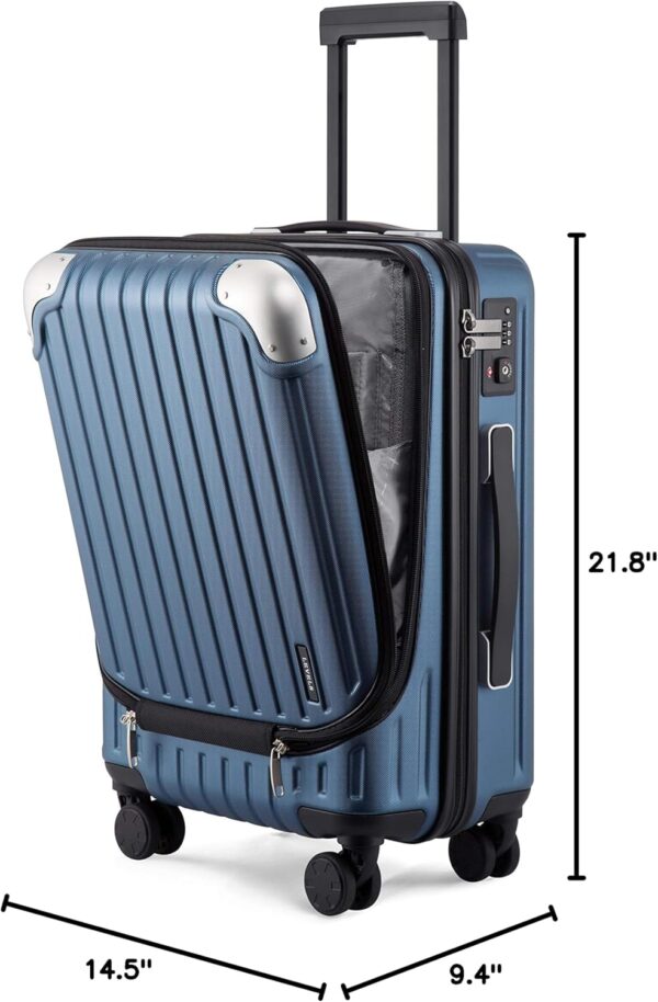 LEVEL8 Grace Carry on Luggage 22x14x9 Airline Approved, 20 Inch Hard Shell Suitcases with Spinner Wheels, Abs+Pc Hard Case Luggages with Tsa Lock for Airplane, Blue - Image 10