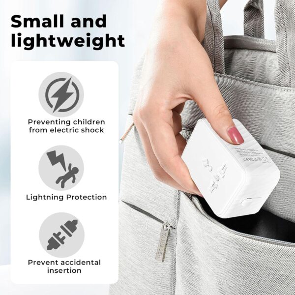 Mini Universal Travel Adapter Global Universal Plug Converter Type-C US, UK, EU, AU, European Travel Plug Adapter, Universal Socket Converter(White) - Image 8