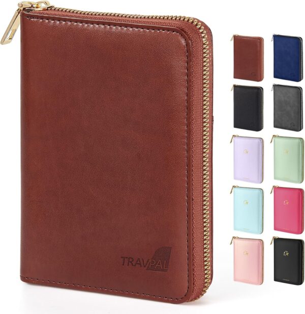 Forvencer Passport Holder Cover with Safe Zipper Closure, Premium Passport Wallet for Travel, Sleek RFID Blocking Card Case, Waterproof Travel Accessories for Men, Brown - Image 2