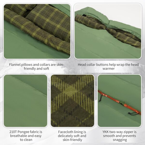 Naturehike 0 Degree and 40 Degree Flannel Two Person Sleeping Bag with Pillows for Adults, Couples & Family, Doublewide Double Sleeping Bag 2 Person for All Seasons Camping Hiking Backpacking - Image 6