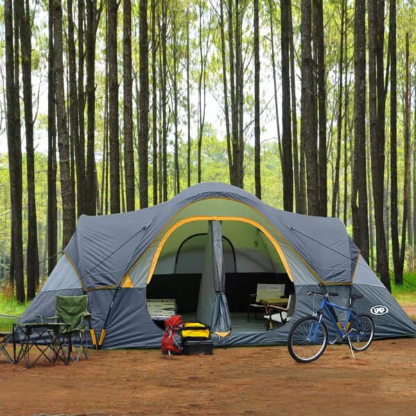 UNP Camping Tent 10-Person-Family Tents, Parties, Music Festival Tent, Big, Easy Up, 5 Large Mesh Windows, Double Layer, 2 Room, Waterproof, Weather Resistant, 18ft x 9ft x78in - Image 4