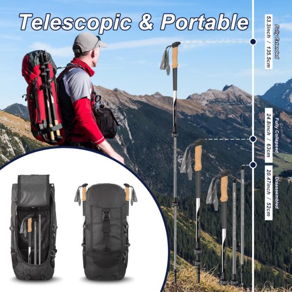 Hiking Poles, Ultra-Light Telescopic Trekking Poles,Portable Walking Sticks with Adjustable Height for Men and Women - Image 6