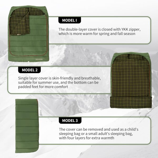 Naturehike 0 Degree and 40 Degree Flannel Two Person Sleeping Bag with Pillows for Adults, Couples & Family, Doublewide Double Sleeping Bag 2 Person for All Seasons Camping Hiking Backpacking - Image 4