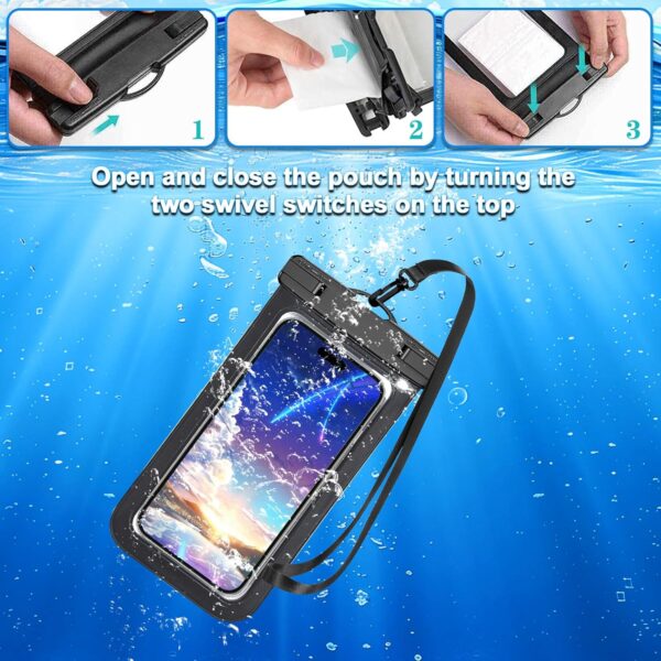 Up to 8.3" 4 Pack Multicolor Universal Waterproof Phone Pouch, Large Phone Waterproof Case Dry Bag,Protection Level: IP68,Outdoor Sports for Apple iPhone,Samsung,and More,Black,Blue,Pink,Orange - Image 7