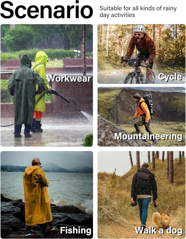 iCreek Men's Long Rain Coat Hooded Packable Waterproof Lightweight Outdoor Rain Jacket Trench Coats Windbreaker - Image 7