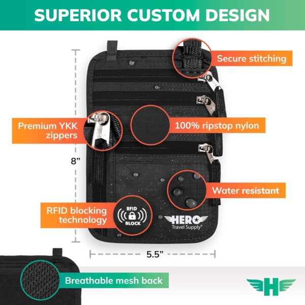 HERO Neck Wallet, RFID Blocking Passport Holder - Easy to Conceal and Pouch - Image 4