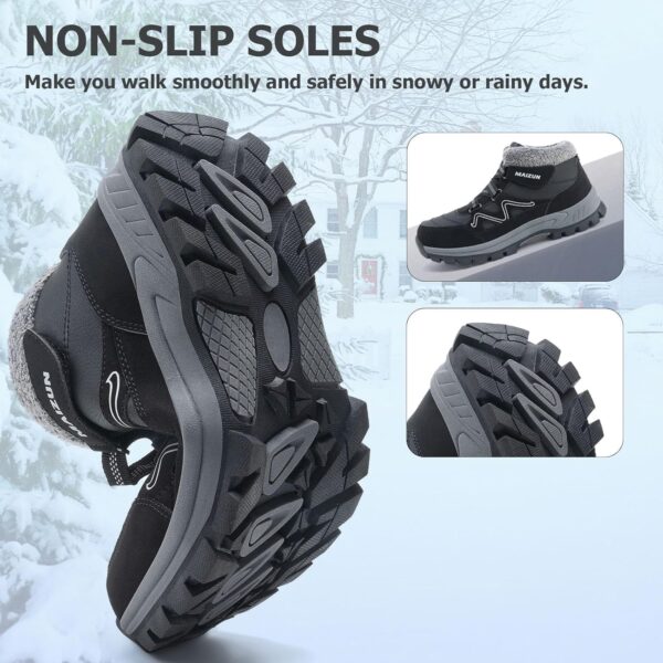 Moodeng Mens Winter Boots Casual Lightweight Snow Boots Warm Fur Lined Hiking Boots Water-Resistant Comfortable Ankle shoes Outdoor Walking - Image 6