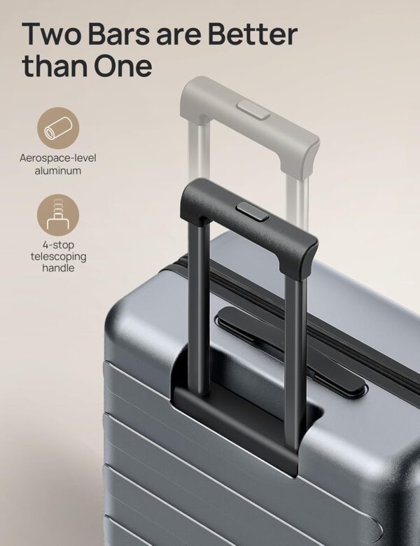 NINETYGO Luggage Sets 2 Piece, Carry On Luggage Airline Approved, Large Checked Luggage with Smooth Spinner Wheels, Expandable, Hard Shell PC Suitcase Sets, TSA Approved, 20in/28in (Grey, Rhine Max) - Image 7