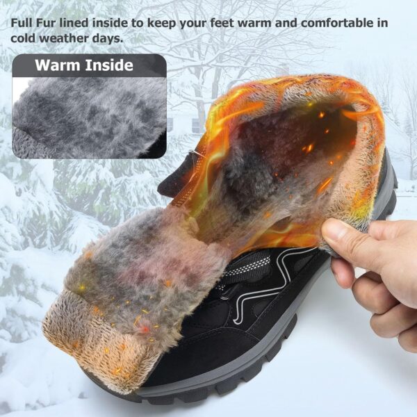 Moodeng Mens Winter Boots Casual Lightweight Snow Boots Warm Fur Lined Hiking Boots Water-Resistant Comfortable Ankle shoes Outdoor Walking - Image 3