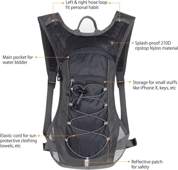 Unigear Hydration Pack Backpack with 70 oz 2L Water Bladder for Running, Hiking, Cycling, Climbing, Camping, Biking - Image 3