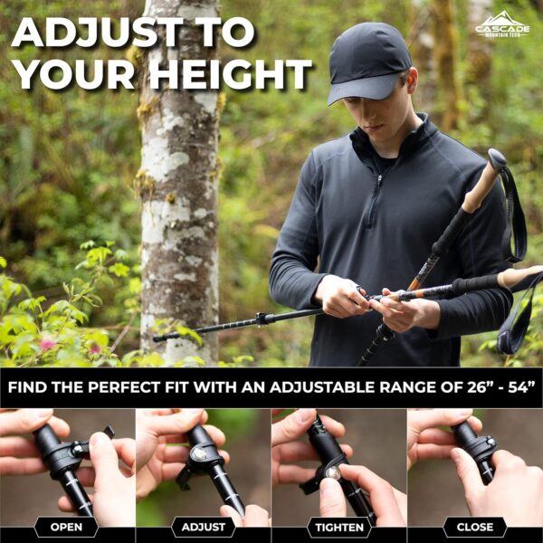 Cascade Mountain Tech Lightweight Aircraft-Grade Aluminum Trekking Poles with Extended Down Grip Plus Tip Kit - Image 5