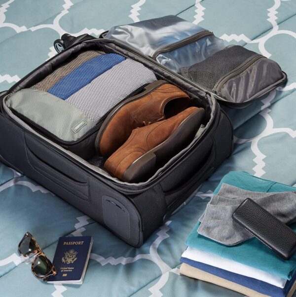 Amazon Essentials 4-Piece Packing Cubes Travel Accessories Set, Luggage Organizer with Double Zipper, Mesh Top, 100% Polyester, Medium, Gray (Previously Amazon Basics) - Image 7