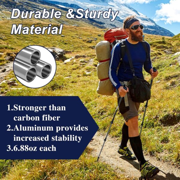 Hiking Poles, Ultra-Light Telescopic Trekking Poles,Portable Walking Sticks with Adjustable Height for Men and Women - Image 4
