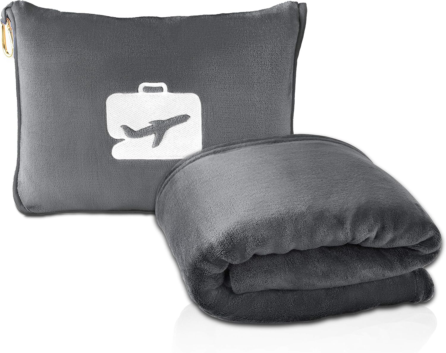 EverSnug Travel Blanket and Pillow - Ultra-Soft, Compact & Lightweight, 65x40 Inches, with Carry Case, Luggage Sleeve & Backpack Clip for Airplane Comfort (Grey) - Image 2