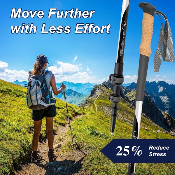 Hiking Poles, Ultra-Light Telescopic Trekking Poles,Portable Walking Sticks with Adjustable Height for Men and Women - Image 5