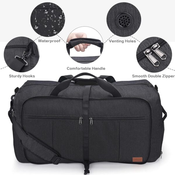 120L Foldable Collapsible Waterproof Travel Duffel Bag for Men and Women with Shoe Compartment - Image 5