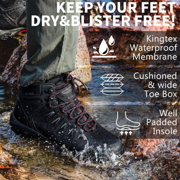 SHULOOK Men's Waterproof Hiking Boots Non-Slip Lightweight Mid Top Ankle Boot Breathable Hiker Trekking Shoes - Image 5