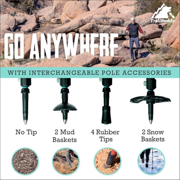 TrailBuddy Trekking Poles – Lightweight 7075 Aluminum Hiking Poles for Women, Men & Seniors – Collapsible Walking Sticks for Travel, Trails & Balance - Image 5