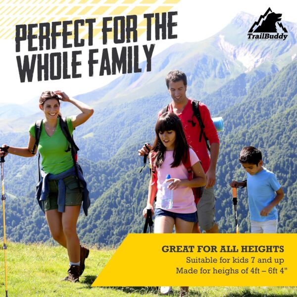 TrailBuddy Trekking Poles – Lightweight 7075 Aluminum Hiking Poles for Women, Men & Seniors – Collapsible Walking Sticks for Travel, Trails & Balance - Image 8