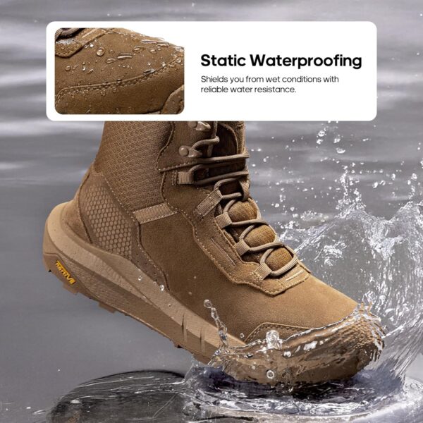 NORTIV 8 Men's Waterproof Tactical Work Boots Cushion Sole Lightweight Leather Combat Boots with Arch Support Non-Slip Military Motorcycle Hiking Boots HydroRange - Image 4