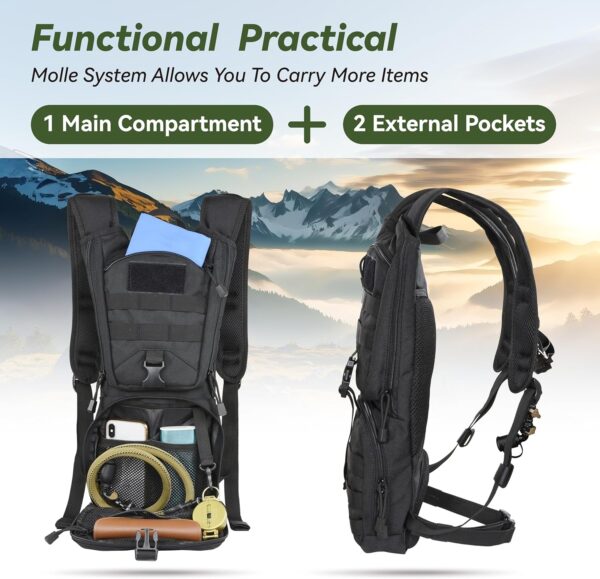 MARCHWAY Tactical Molle Hydration Pack Backpack with 3L TPU Water Bladder, Military Daypack for Cycling, Hiking, Running, Climbing, Hunting, Biking - Image 5