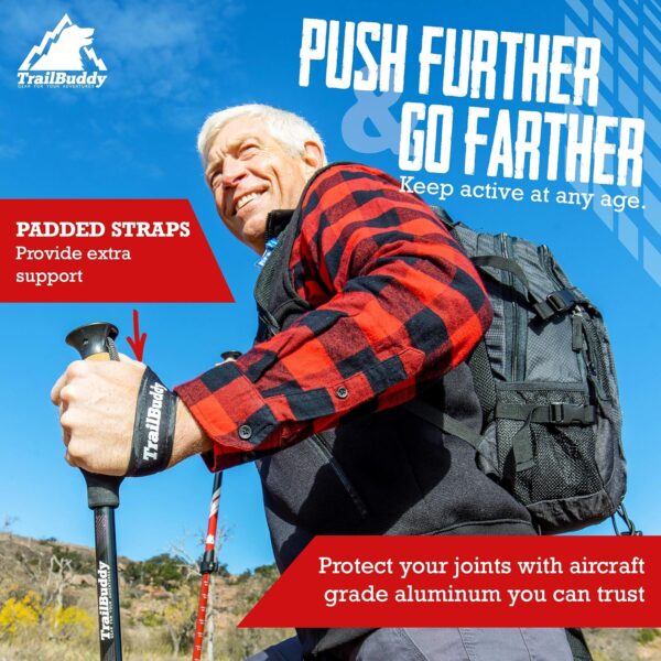 TrailBuddy Trekking Poles – Lightweight 7075 Aluminum Hiking Poles for Women, Men & Seniors – Collapsible Walking Sticks for Travel, Trails & Balance - Image 7