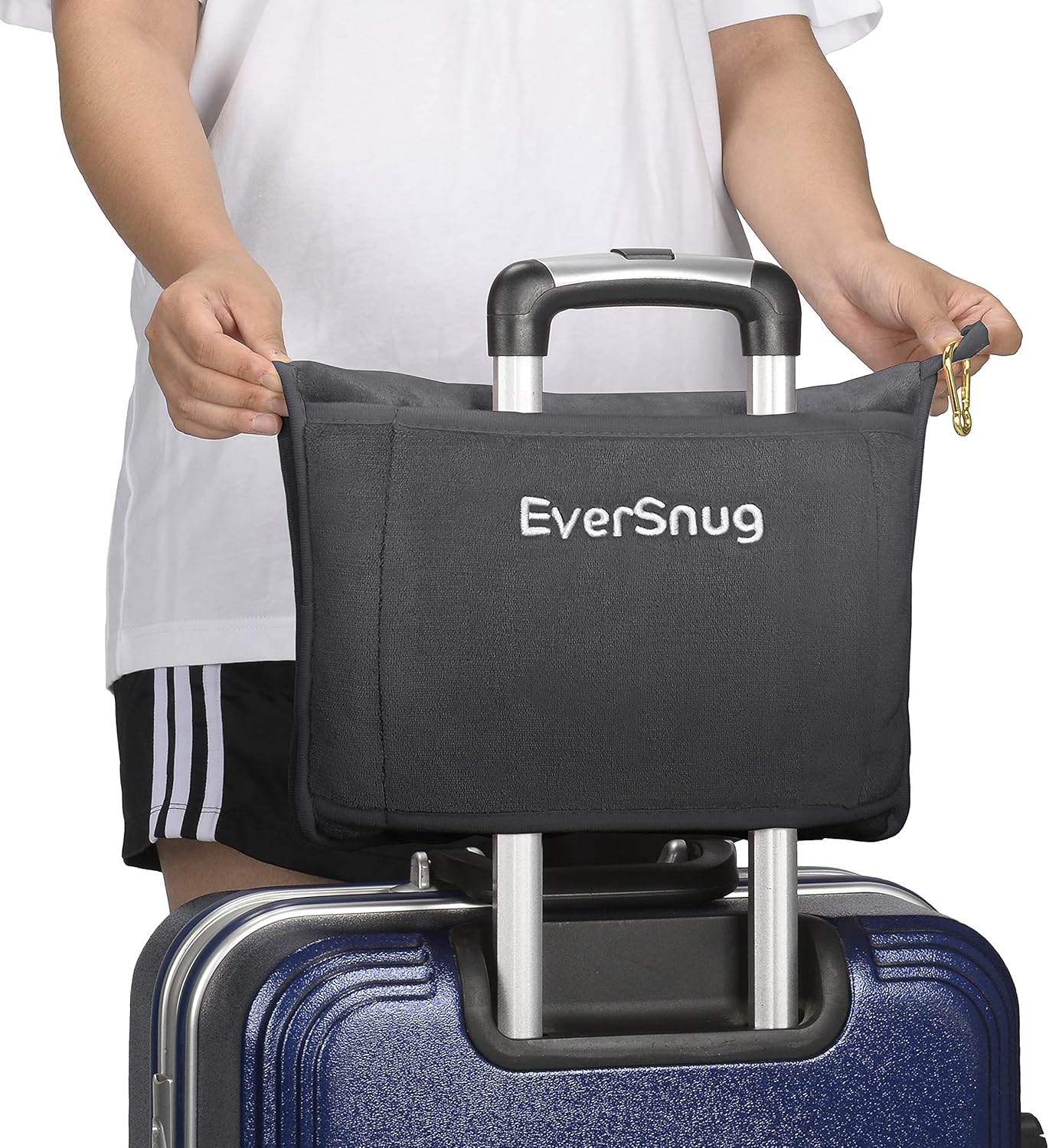EverSnug Travel Blanket and Pillow - Ultra-Soft, Compact & Lightweight, 65x40 Inches, with Carry Case, Luggage Sleeve & Backpack Clip for Airplane Comfort (Grey) - Image 5