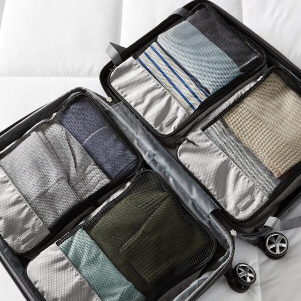 Amazon Essentials 4-Piece Packing Cubes Travel Accessories Set, Luggage Organizer with Double Zipper, Mesh Top, 100% Polyester, Medium, Gray (Previously Amazon Basics) - Image 5