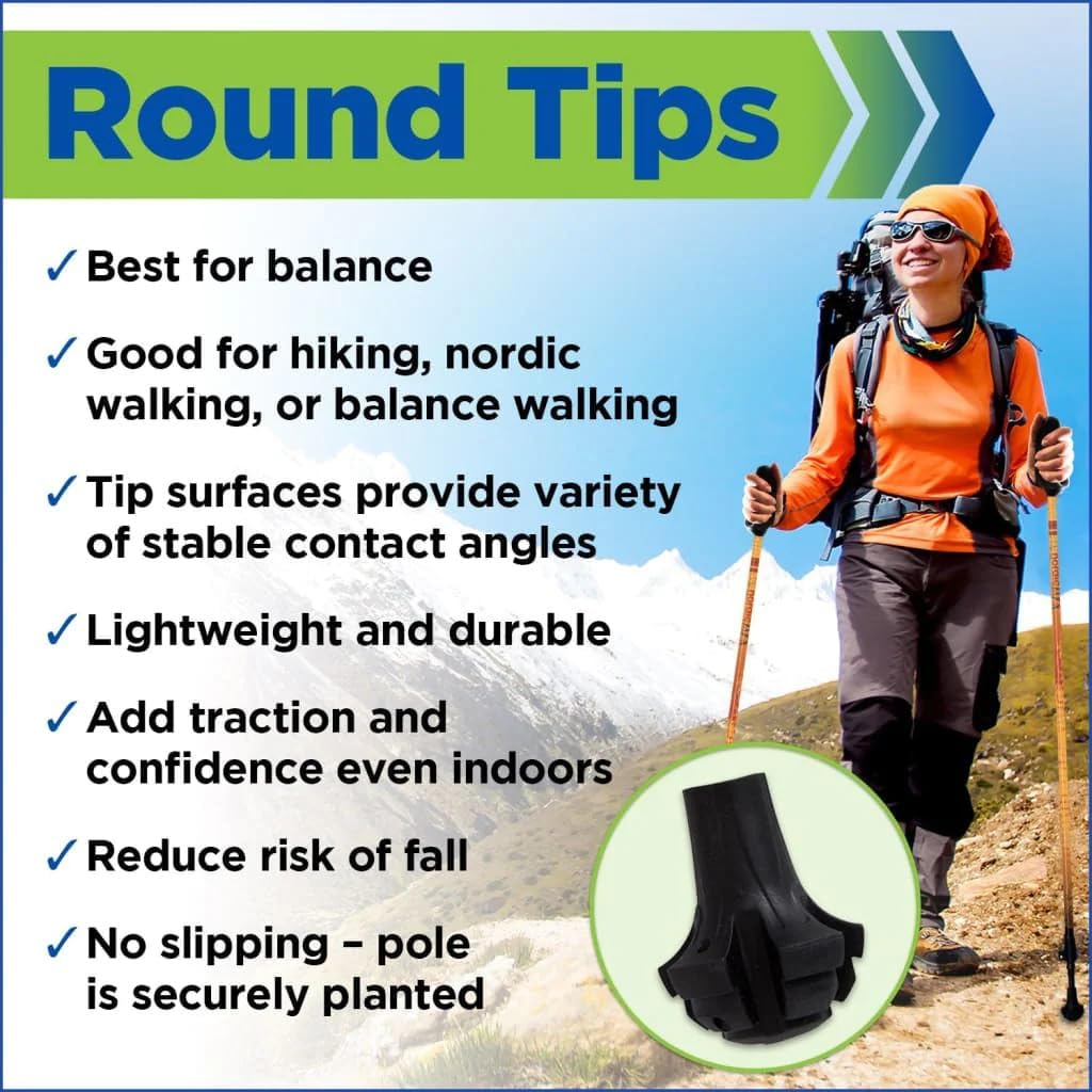 York Nordic Motivator Walking Poles for Balance and Rehab - Patented Stability Grips - Lightweight, Adjustable, and Collapsible - 2 Pieces Adjustable w/flip Locks - Heights 4'6" up to 6'2" - 230 lbs - Image 6