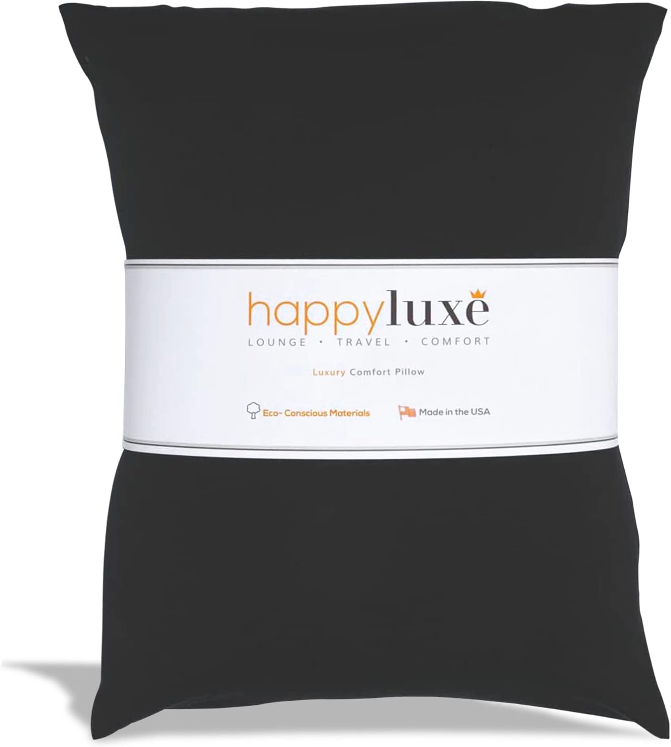 Happyluxe Odyssey Travel Pillow for Long Flights - Soft, Small, Alternative to Down and Memory Foam. 17 x 13in - Made in The USA, Jet Black Airplane Pillow for Adults Sleeping, Camping or Nap - Image 2