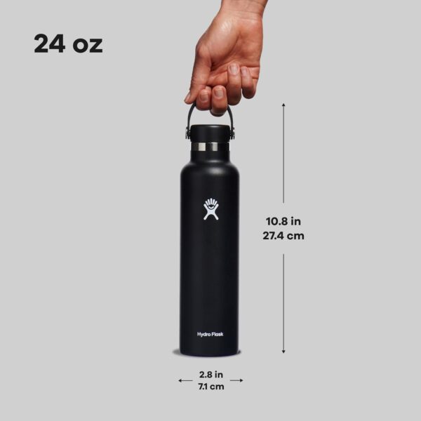 Hydro Flask Water Bottle - Insulated Stainless Steel - Non Spill, Leakproof in 24 Oz Black - Image 8