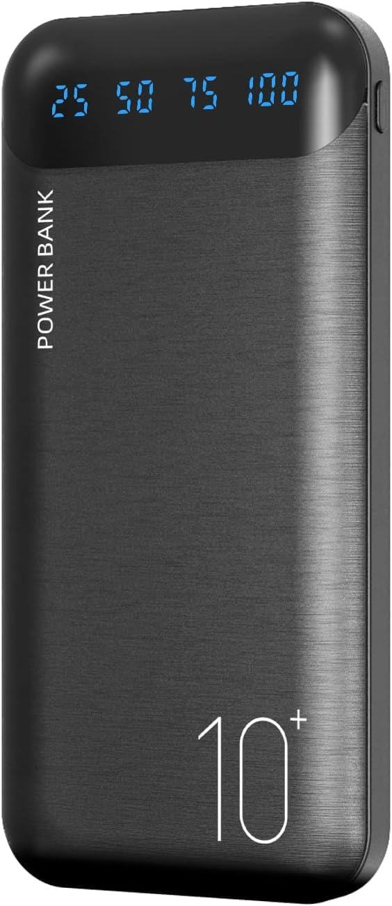 Power Bank 10000mAh Portable Charger Slim External Battery Pack with 2 USB 2.4A Outputs and USB C In/Out Compatible with Huawei iPhone 16 15 14 13 12 iPad Samsung Galaxy S20 Android Tablet (Black) - Image 2