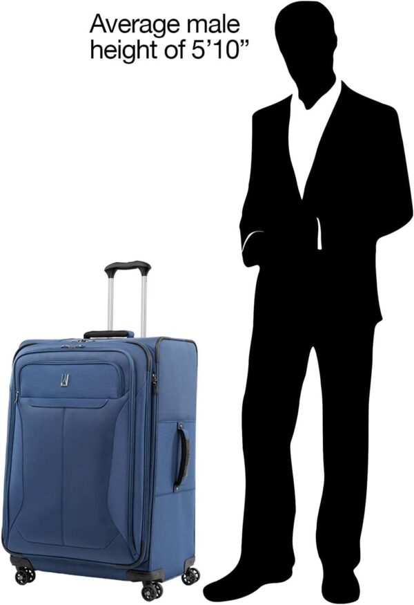 Travelpro Tourlite Softside 29" Expandable Luggage with 4 Spinner Wheels, Lightweight Suitcase, Checked Large, Blue - Image 8