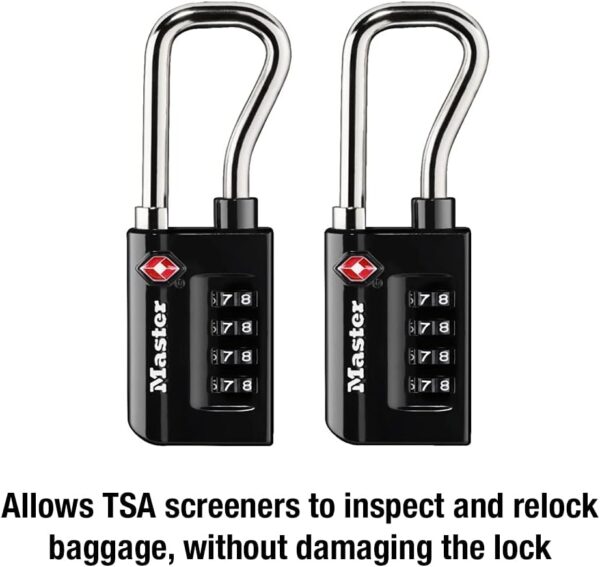 Master Lock Black Set Your Own Combination TSA Approved Luggage Lock, Travel Padlocks for Suitcases, Backpacks, Bags, 2 Pack, 4696T - Image 5