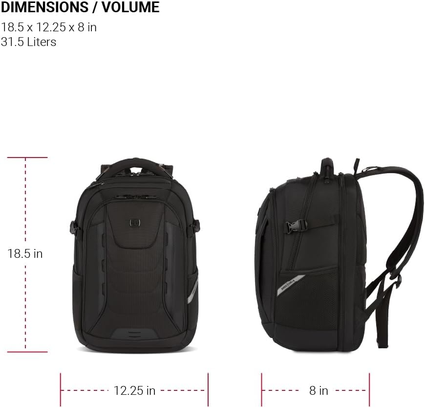 SwissGear Travel Tech Pro Laptop Backpack – Fits Laptops up to 16” – ScanSmart TSA-Friendly Backpack with Multiple Organizer Pockets – Black - Image 7