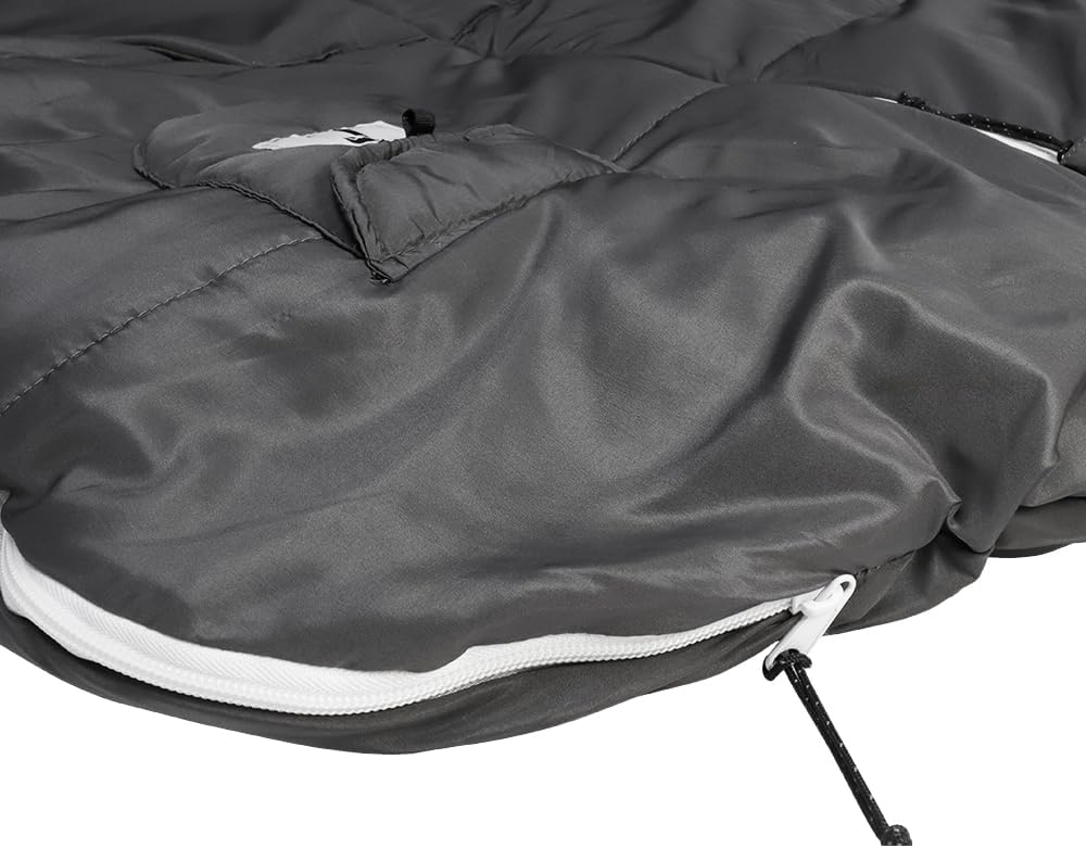 Thermotuff Wearable Sleeping Bag with Dual Hoodie, Zippered Arm Holes, Pockets & Adjustable Drawstring - Ideal for Camping, Cold Weather Hiking, and Stadium Sak Blanket, Grey & White, L-XL - Image 7